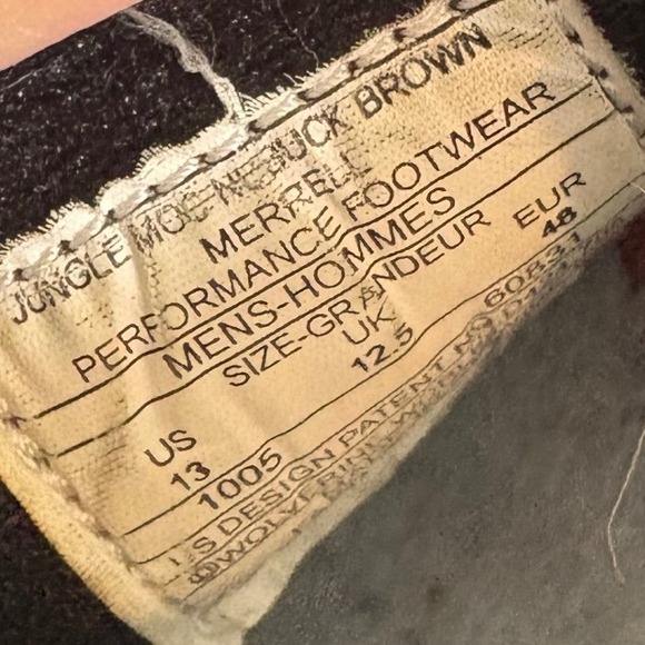 Merrell‎ Jungle Moc Nubuck Men 13 Brown Leather Slip On Shoe Work Casual READ - Picture 6 of 7